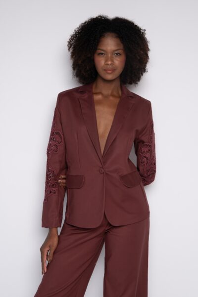 Blazer Bordado Vinho Berry - Malu