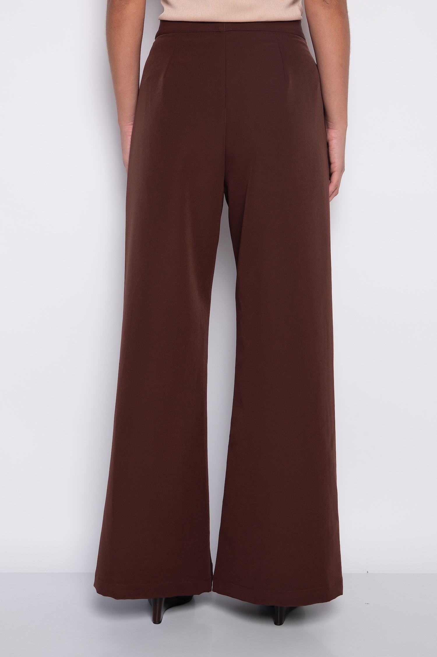 Calça Pantalona com Bolsos Laterais Marrom - Mirtes - Imagem 4