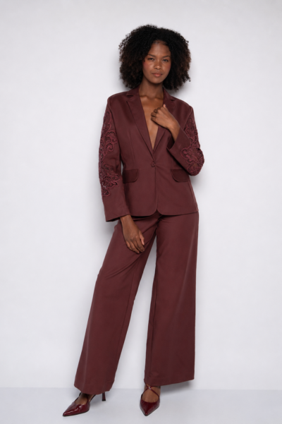 Blazer Bordado Vinho Berry - Malu