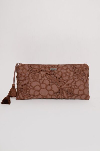 Necessaire Patchwork 100% Algodão Em Richelieu - Marrom