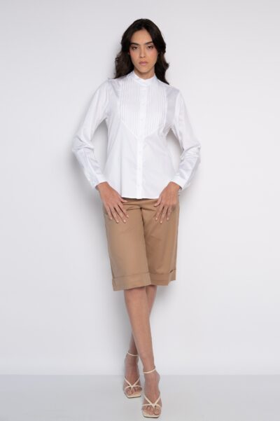 Camisa Com Nervuras Frontais Branca - Samy