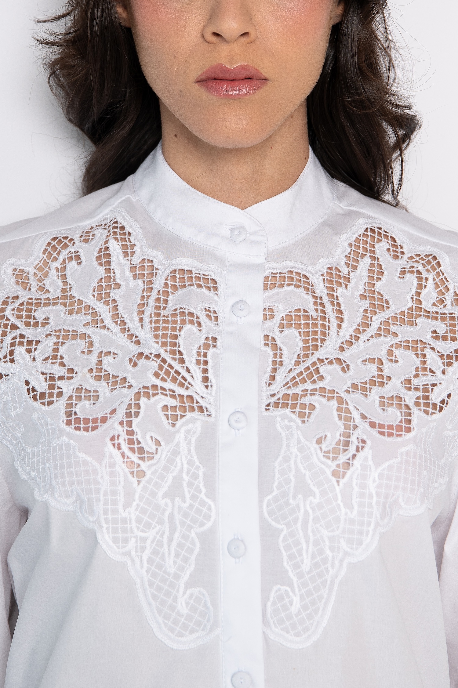 Camisa Bordada Com Mangas 3/4 Branco- Stella - Imagem 4