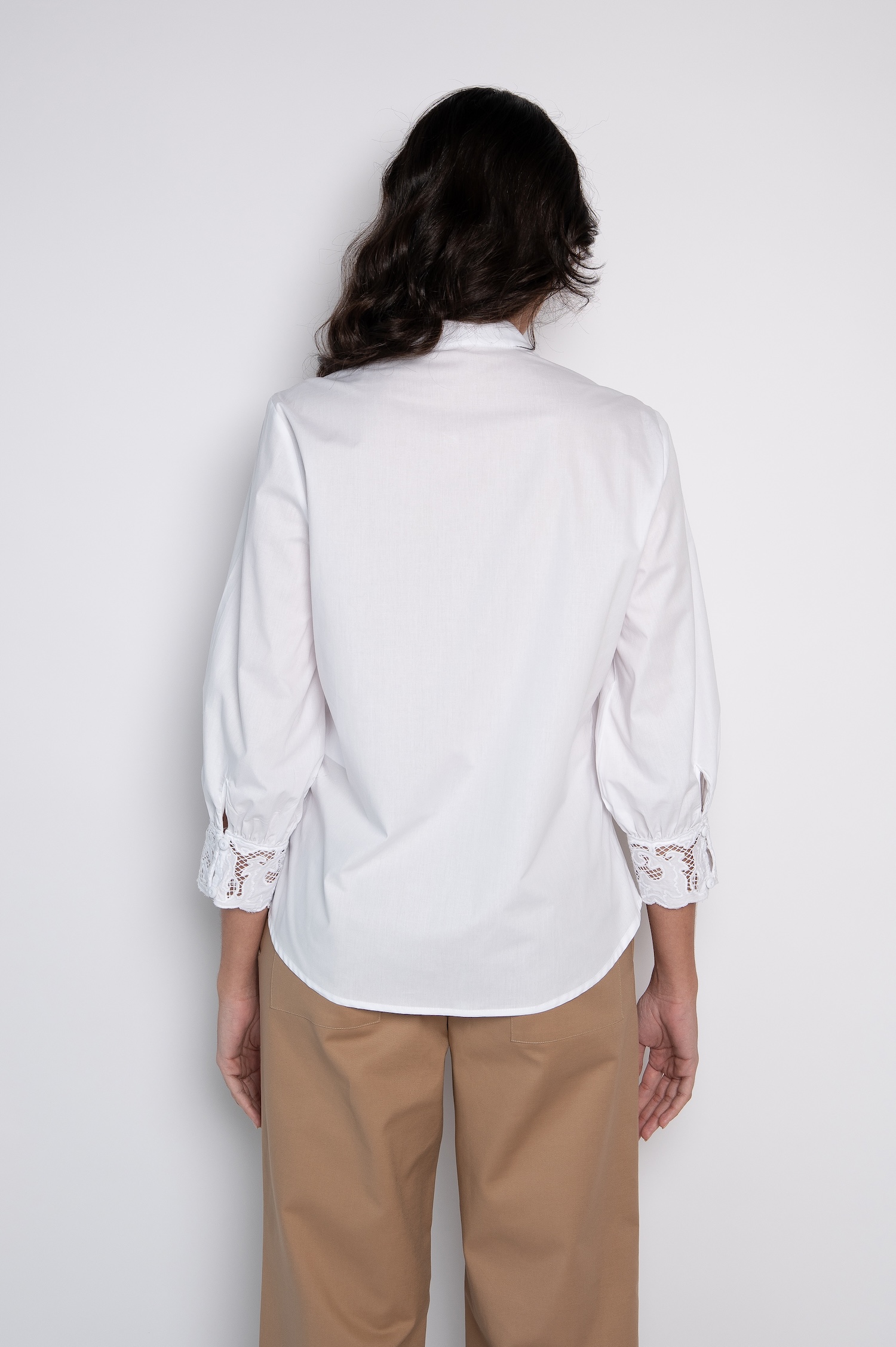 Camisa Bordada Com Mangas 3/4 Branco- Stella - Imagem 5