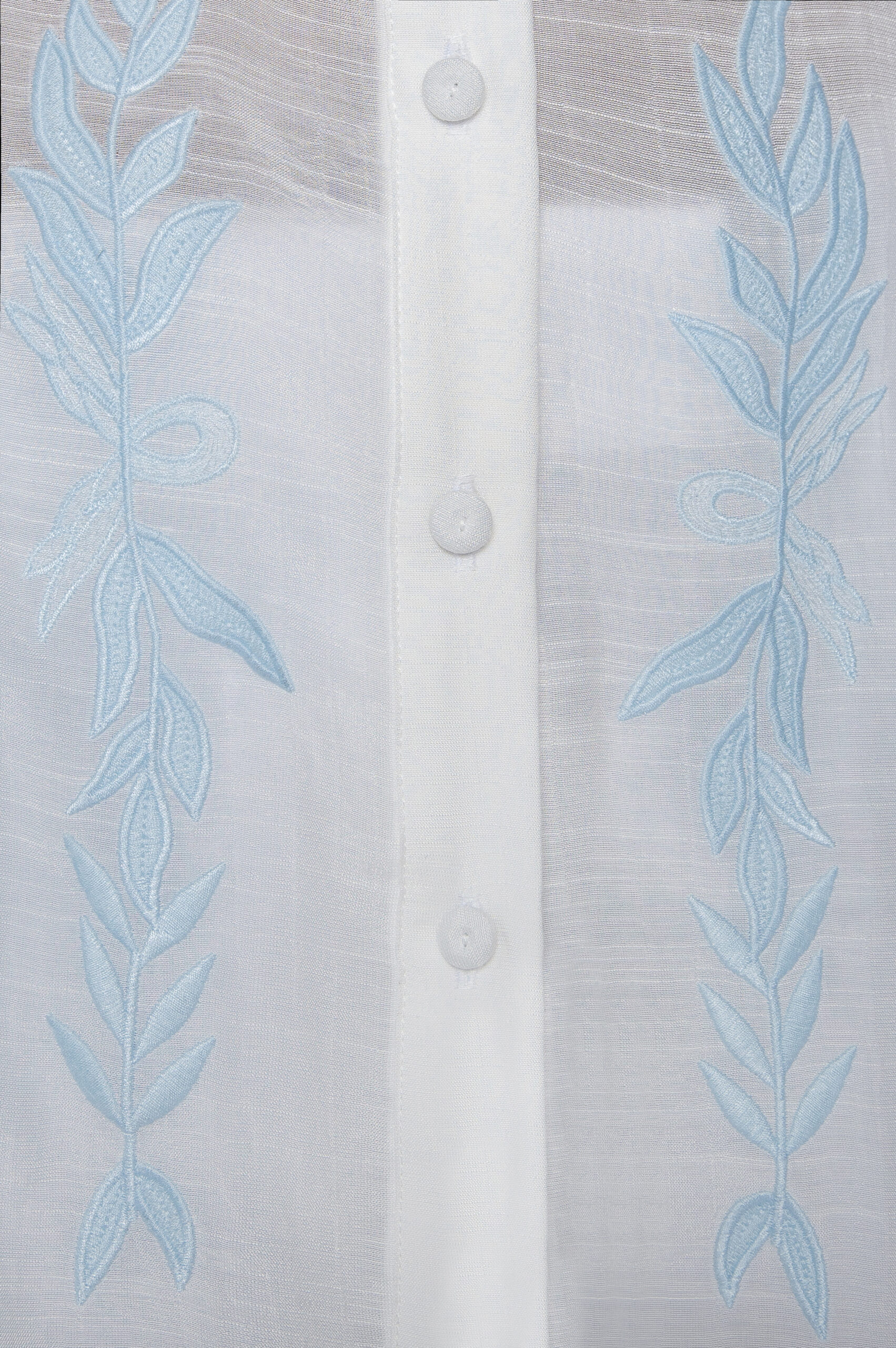 Camisa Bordada Off White/Azul - Priscila - Imagem 3