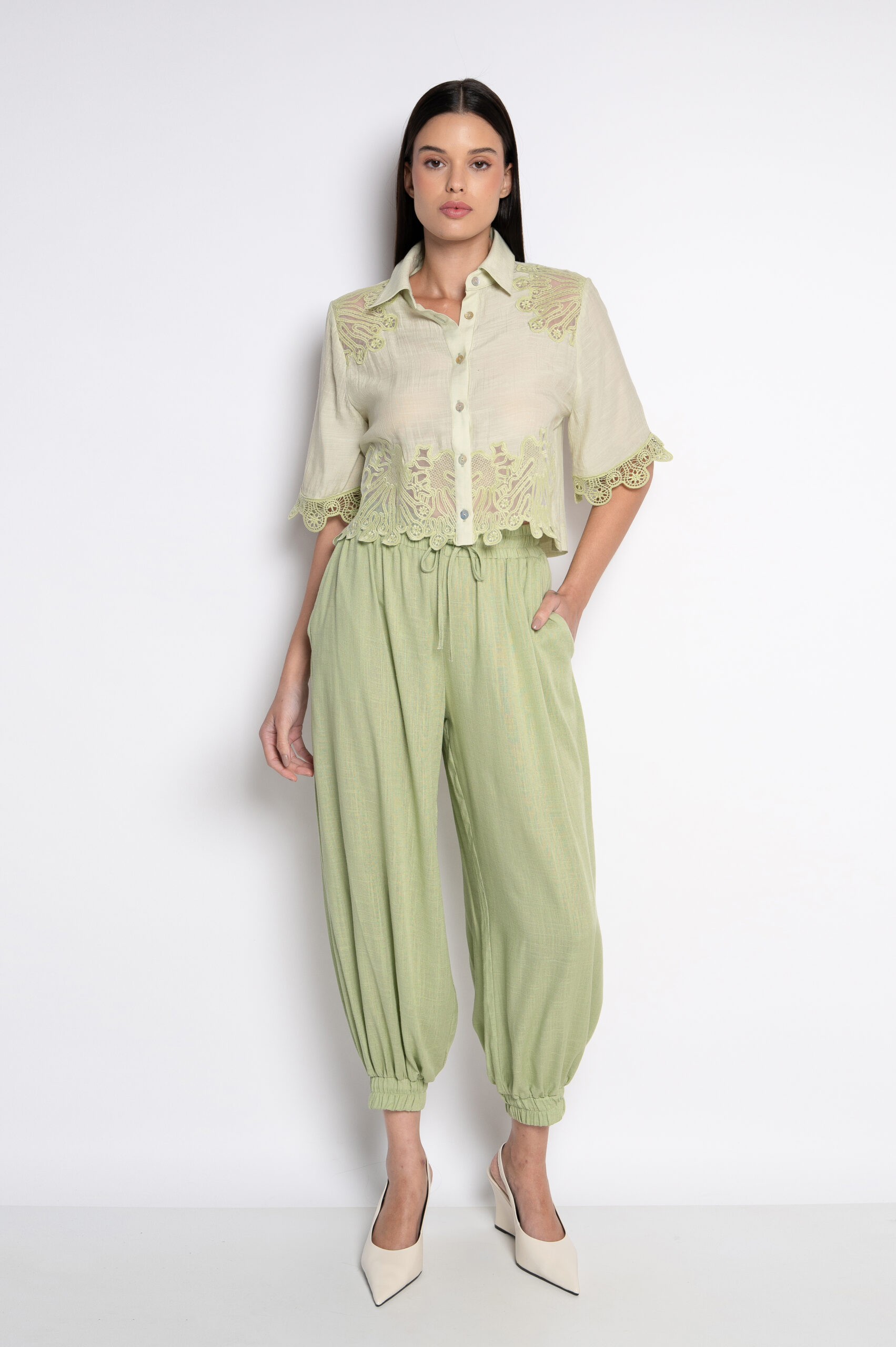 Camisa Cropped Bordada Verde - Celeste - Imagem 5