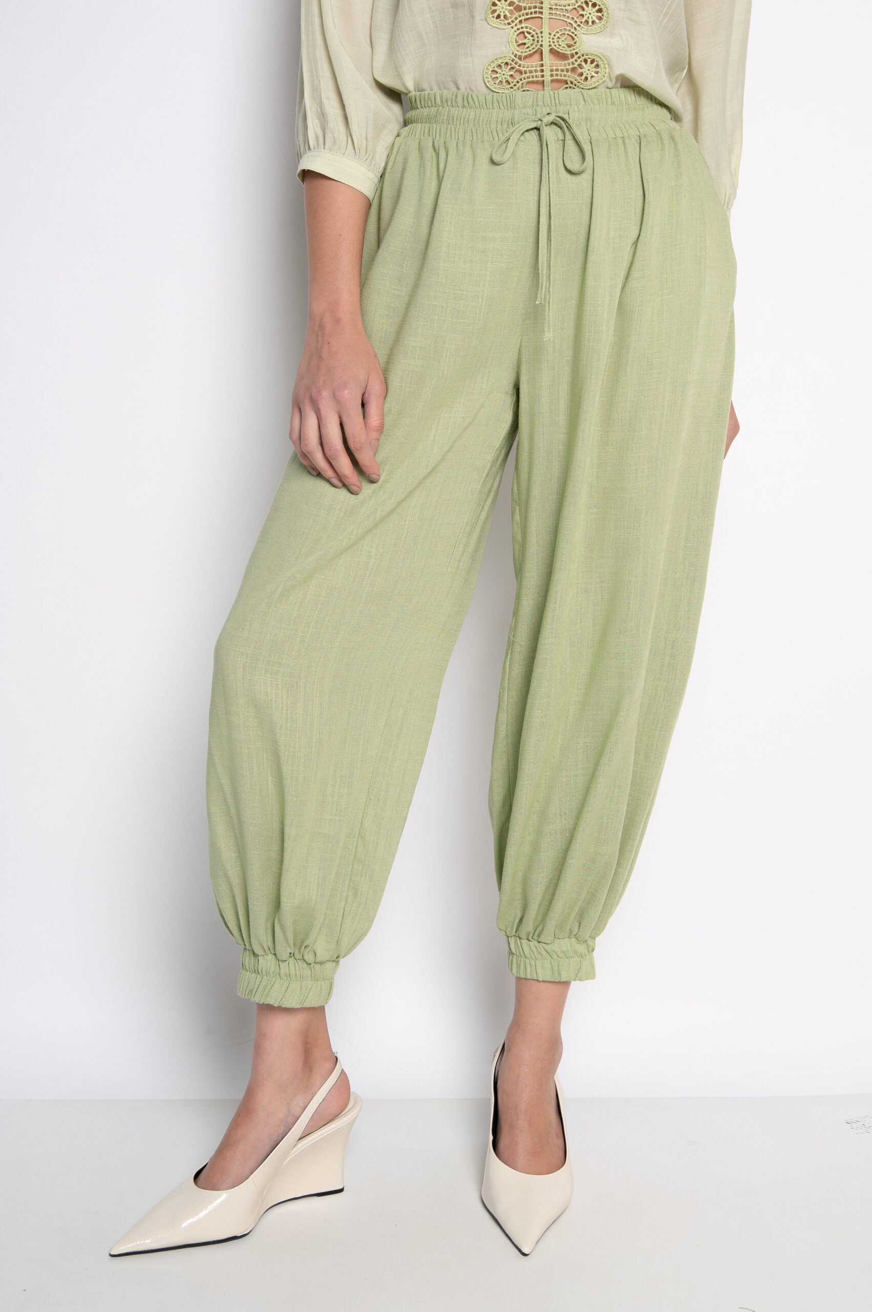 Calça Aladim Com Amarração Frontal Verde - Adelaide - Imagem 2