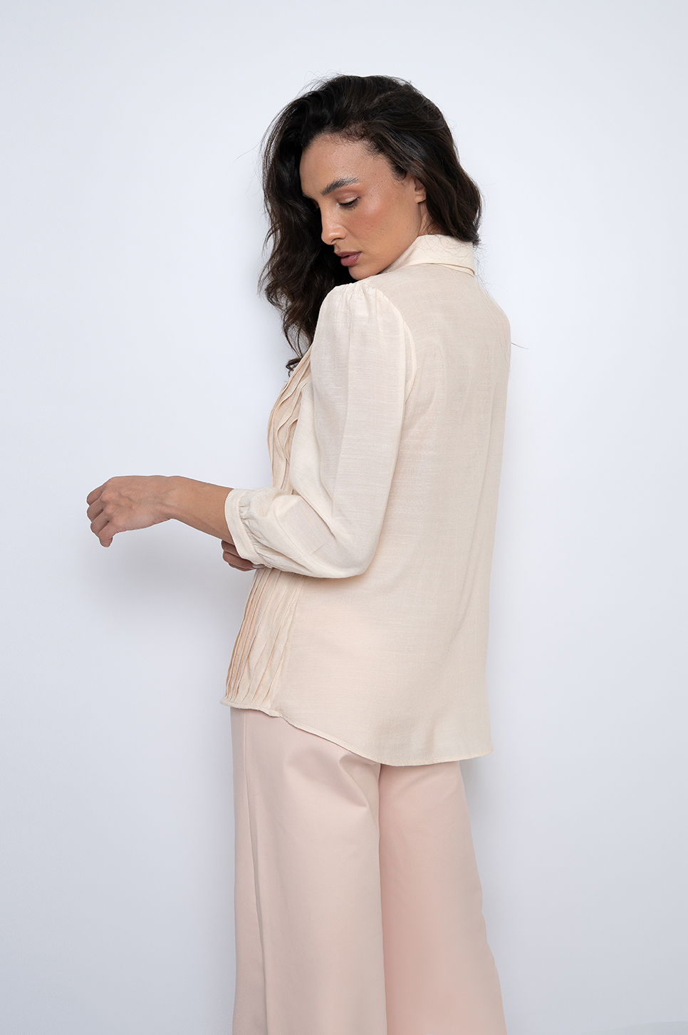 Camisa Bordada Com Mangas 3/4 New Manteiga - Clotilde - Imagem 4