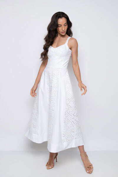 Vestido Longo Bordado Branco - Jade