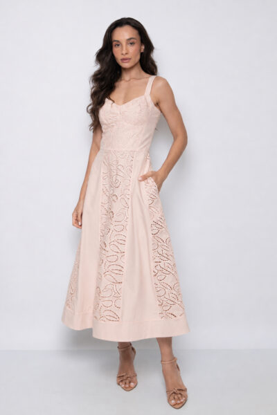 Vestido Longo Bordado Salmon - Jade