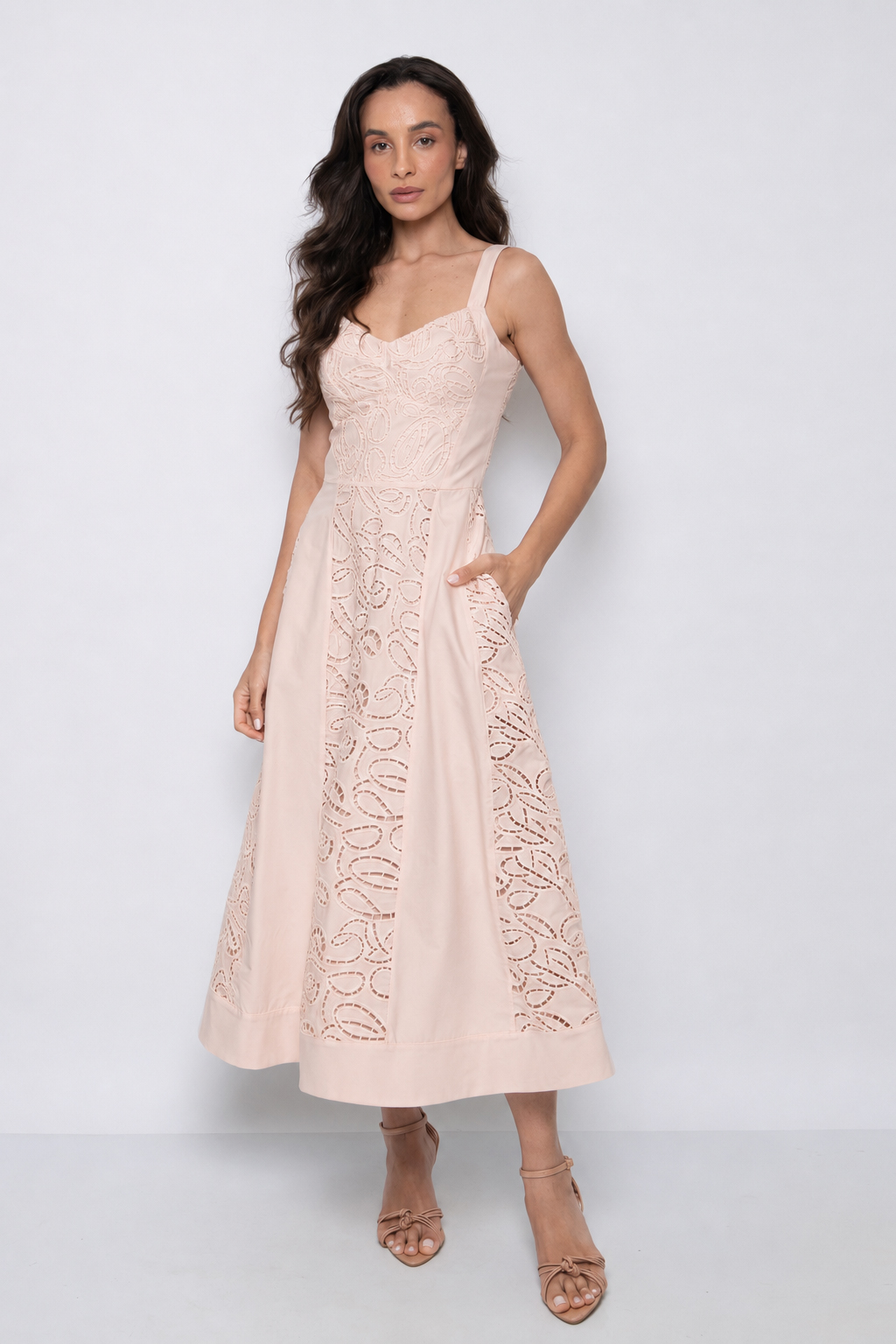 Vestido Longo Bordado Salmon - Jade
